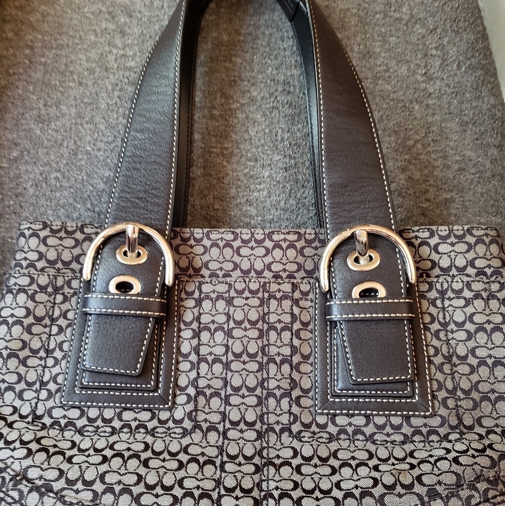 Black and grey Coach  bag